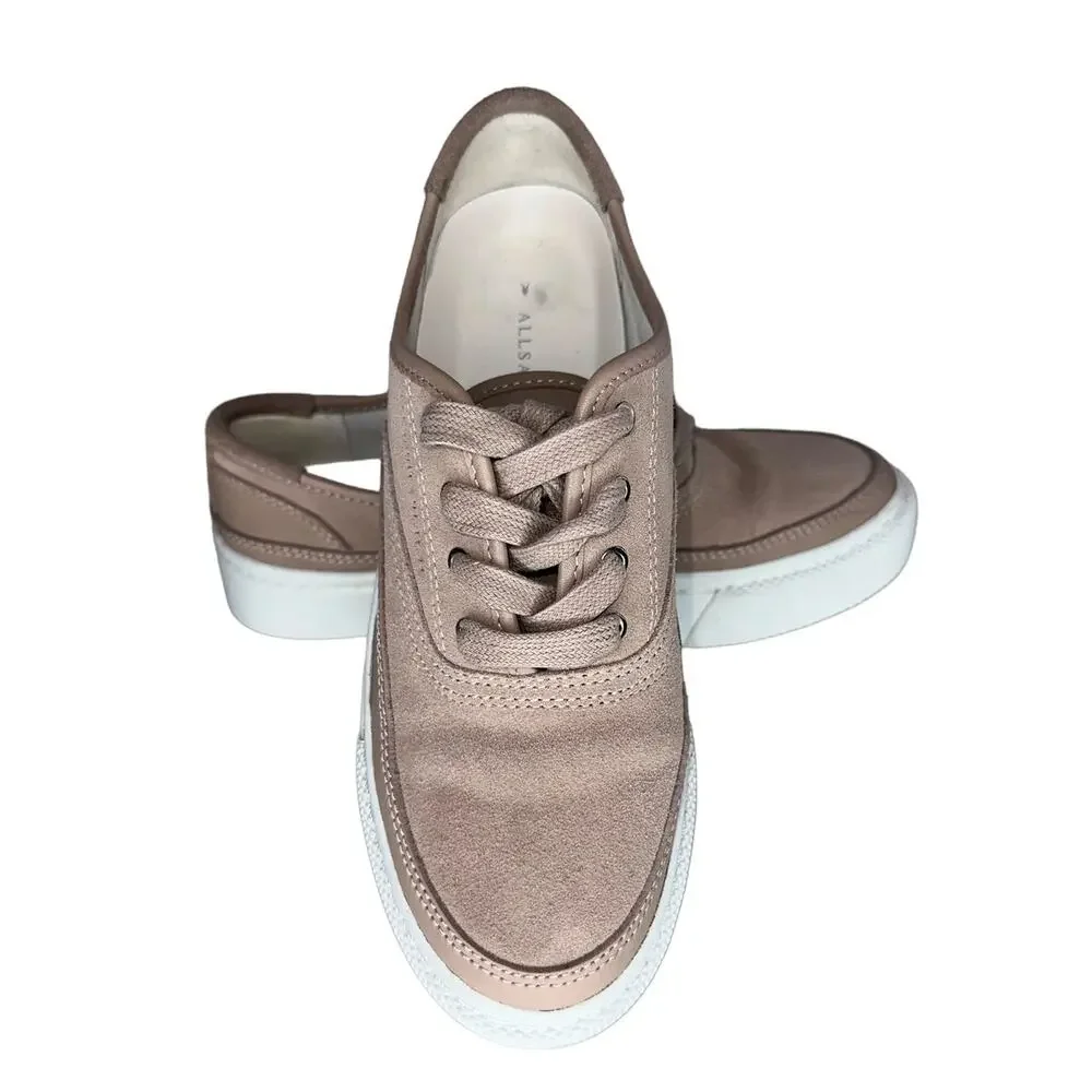 All Saints Bella Dusty Rose Pink Women's Suede Leather Platform Sneakers Size 7